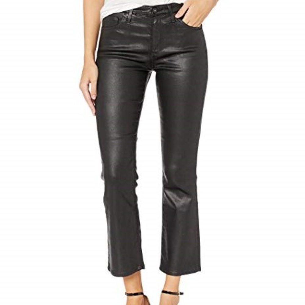 AG Jodi Crop Leatherette Jeans (Black, Sz 28, New)